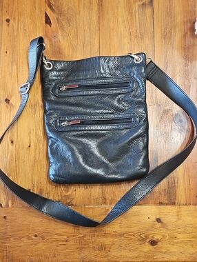 Black Leather Crossbody Bag for Men